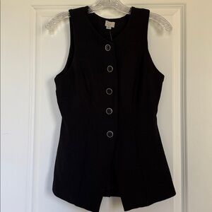 a new day Black Sleeveless Blouse with Buttons